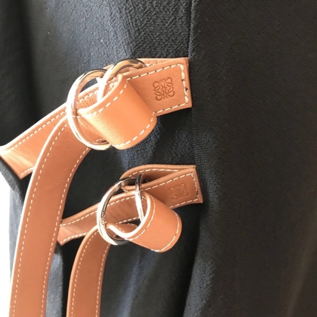 【未使用新品】ロエベ レザーストラップ ロングワンピース 人気 LOEWE