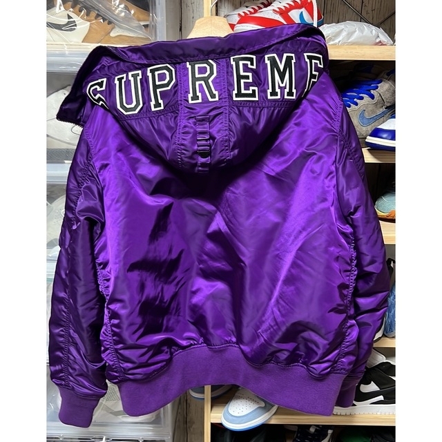 Supreme  Hooded MA-1 purple  L 2