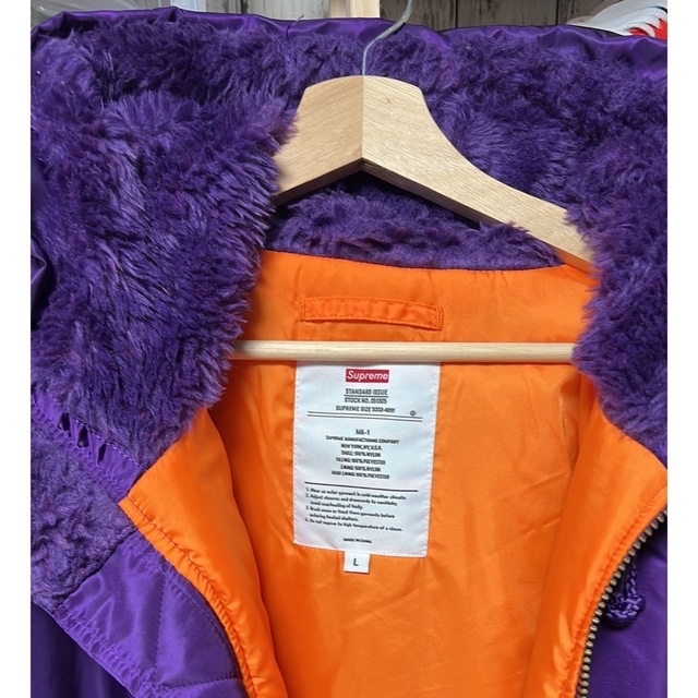 Supreme  Hooded MA-1 purple  L 3