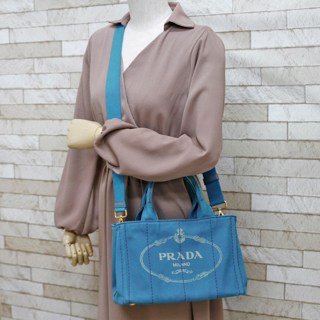 世界的に - PRADA プラダ 中古 キャンバス ショルダーバッグ トート