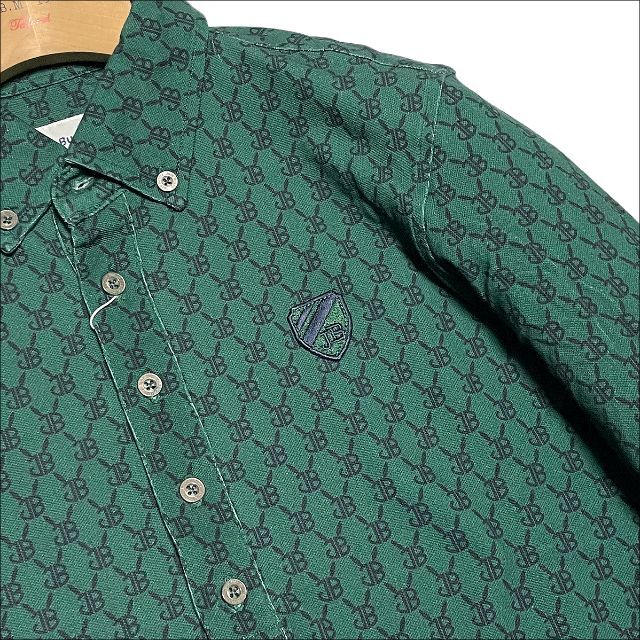 J6014 新品 パーリーゲイツ ベア鹿の子モノグラム柄 長袖ポロシャツ 緑 5