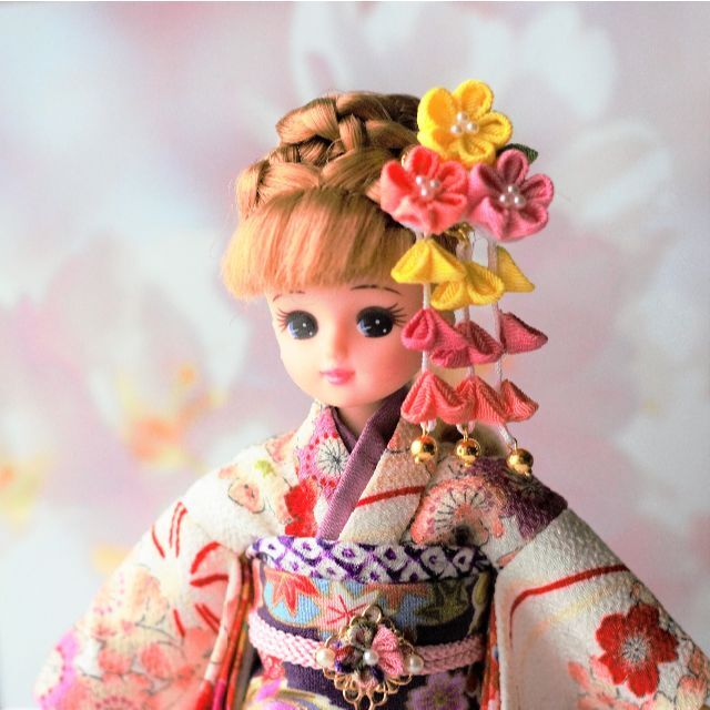 ❁リカちゃんかんざし❁つまみ細工お正月和装髪飾り<1/6ドール ❁リカちゃんかんざし❁つまみ細工お正月和装髪飾り<1/6ドール