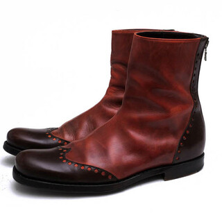 ジンターラ／Zintala バックジップブーツ シューズ 靴 メンズ 男性 男性用レザー 革 本革 レッド ブラウン 赤 茶  ウイングチップ(ブーツ)
