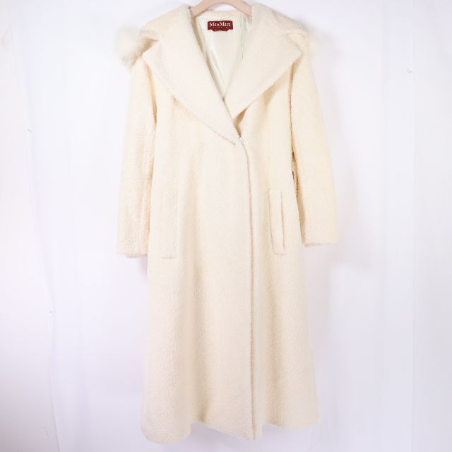 MaxMara マックスマーラ ウール カシミヤ ロングコート アイボリー- 美品 マックスマーラ Max Mara コート 白タグ ロングコート ダブルブレスト ウール カシミヤ アウター レディース JI38 USA4 FB36 GB6(M相当) アイボリー