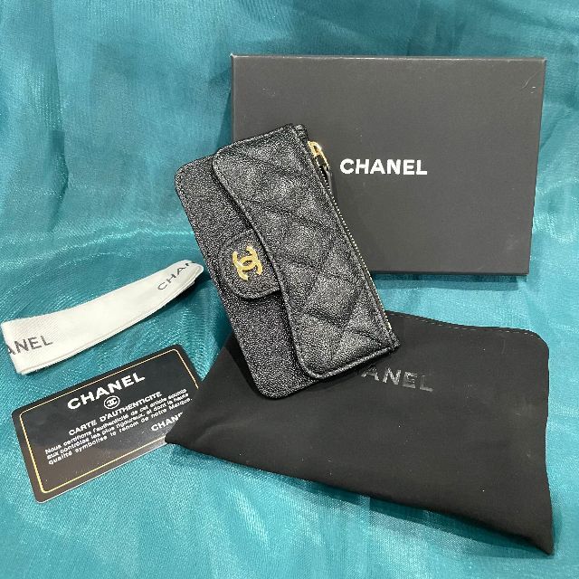 CHANEL カードケース マトラッセ ミニ財布 ブラック