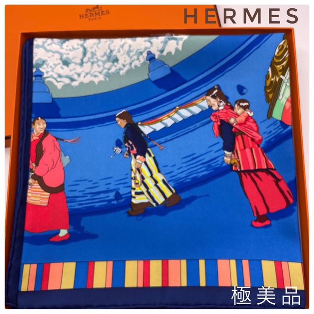 ファッション小物HERMES PRIERES AS VENT  風の中の祈りスカーフ　 silk