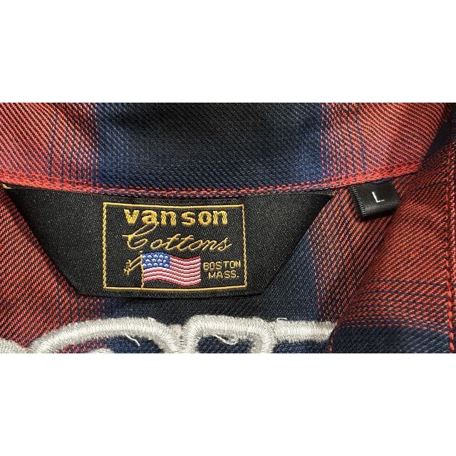 ＊vanson×ルーニー・テューンズ 刺繍 レーヨン チェック 半袖シャツ L 6