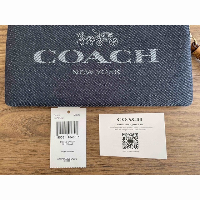 COACH(コーチ)の【新品未使用タグ付き】コーチ　COACH    デニム　ポーチ　財布 レディースのファッション小物(ポーチ)の商品写真