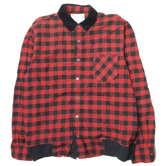 sacai サカイ 17SS 日本製 Buffalo Check Rib Shirts バッファローチェックリブシャツ 17-01238M 2 RED 長袖 フランネル トップス【sacai】