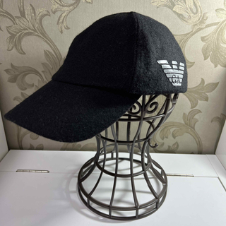 エンポリオアルマーニ(Emporio Armani)のエンポリオアルマーニ　帽子　メンズキャップ　ウール　ブラック　Ｌサイズ　正規品(キャップ)