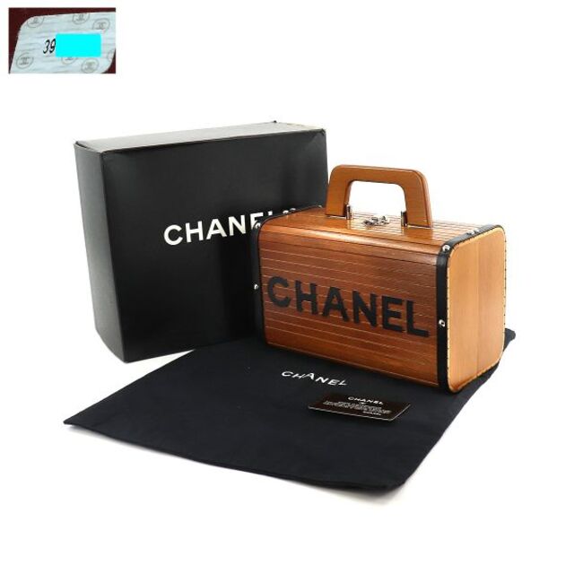 未使用 展示品 シャネル CHANEL ウッド バニティ ハンド バッグ ウッド レザー ブラウン ブラック シルバー 金具 ヴィンテージ VLP 90151934