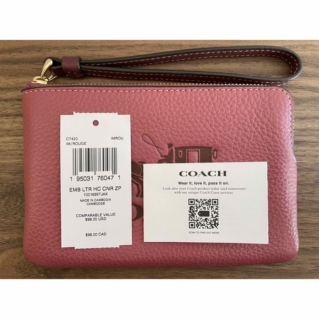 COACH(コーチ)の【新品未使用タグ付き】コーチ COACH ポーチ 財布 ワインレッド レディースのファッション小物(ポーチ)の商品写真