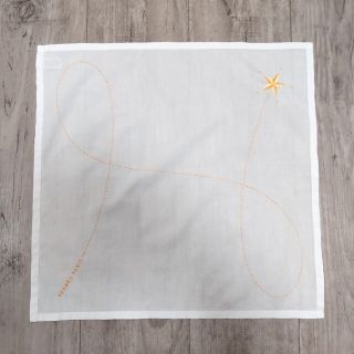 エルメス(Hermes)のHERMES 刺繍入りハンカチ 白 コットン100％(ハンカチ)