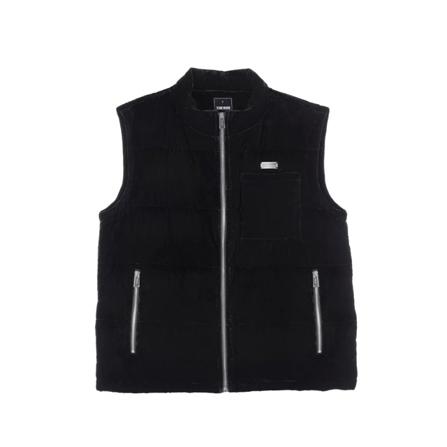 TEAM WANG PRINTED LOGO VELVET DOWN VEST