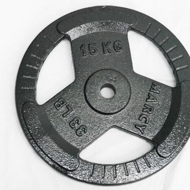 3穴 アイアン ダンベルプレート 15kg×2個1set 28mmシャフト スポーツ/アウトドアのトレーニング/エクササイズ(トレーニング用品)の商品写真