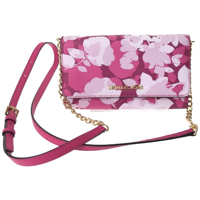 ▼▼MICHAEL KORS マイケルコース レディース チェーンウォレット 花柄  ショッキングピンク