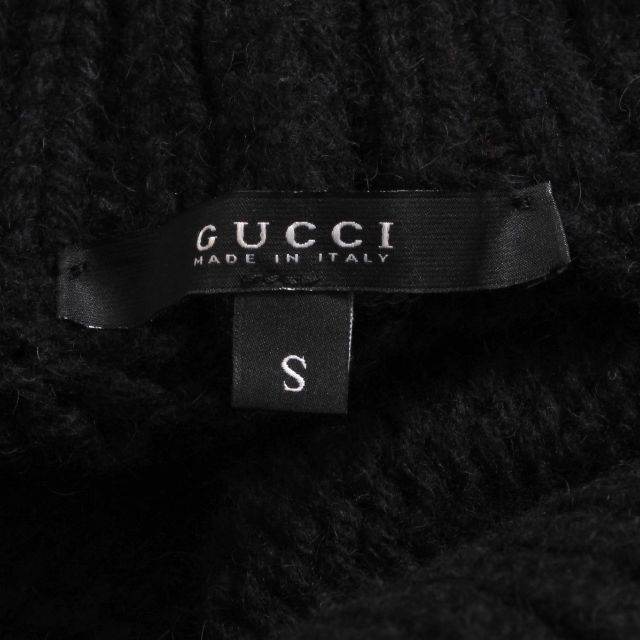 Gucci(グッチ)のGUCCI ニットポンチョ キャメル100% GG インターロッキングレザーロゴ レディースのジャケット/アウター(ポンチョ)の商品写真