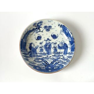 骨董 染付 吉祥文 三仙人図 五寸皿 古染付 青花 古伊万里 中国 骨董 染付 吉祥文 三仙人図 五寸皿 古染付 青花 古伊万里 中国