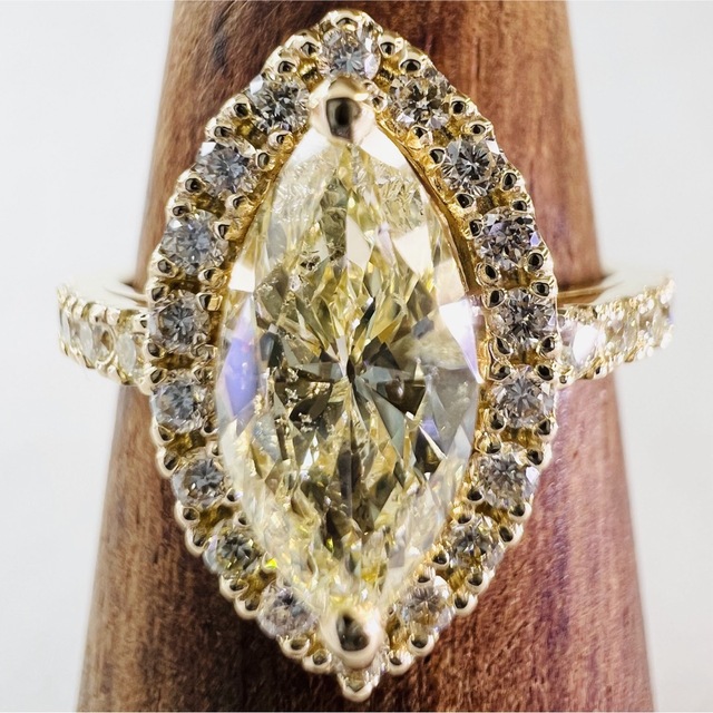 新作☆マーキスカット☆K18ダイヤモンドリングD:1.125ctD:0.35ct