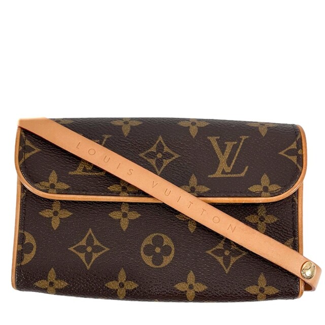 LOUIS VUITTON - LOUIS VUITTON ルイヴィトン ウエストバッグ モノグラム ポシェットフロランティーヌ Pochette Florentine ボディバッグ ウエストポーチ Sベルト ブラウン 茶 鞄 かばん M51855    ゴールド金具 レディース 人気【中古品】