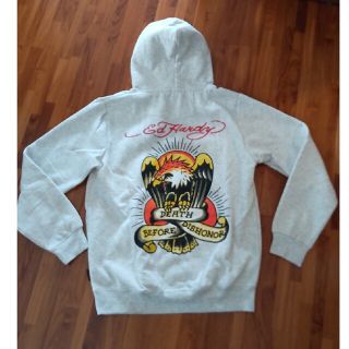 タイムセール!】 エドハーディ ニット パーカー 刺繍 ドクロ Ed Hardy