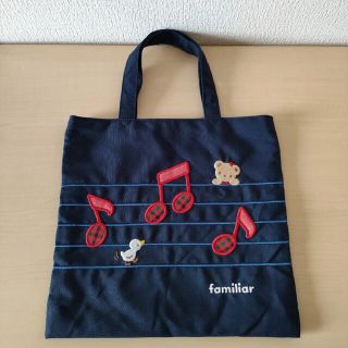 ファミリア(familiar)の美品　ファミリア ミニトートバッグ　音符　 familiar トートバッグ レッ(トートバッグ)