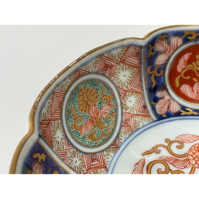 骨董 古伊万里 色絵 金襴手 輪花縁 膾皿 なます皿 向付 輸出伊万里