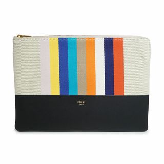 セリーヌ(celine)のセリーヌ ストライプ クラッチバッグ ポーチ キャンバス ラムスキン レザー マルチカラー ブラック 黒 104232XTD.14ML CELINE（新品・未使用品）(クラッチバッグ)