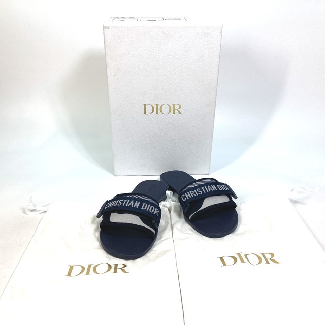 ディオール Dior DIOREVOLUTION KCQ431CNTS85B フラット ペタンコ ロゴ 靴 サンダル ラバー ネイビー 美品