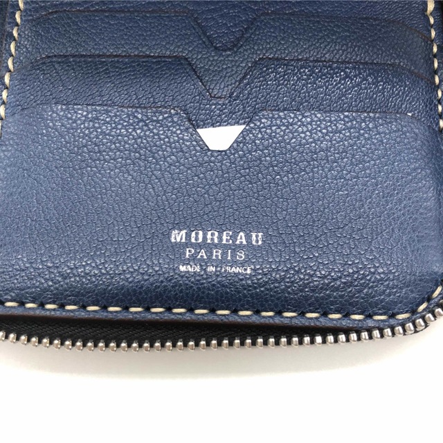 【新品！】MOREAU PARIS ラウンドジップ ブルスキン 二つ折り財布