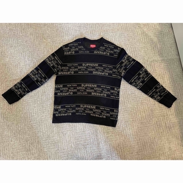 Supreme Metallic Jacquard Crewneck M 黒