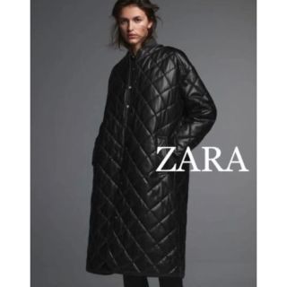 ザラ(ZARA)のZARA フェイクレザー　キルティングコート　XS(ロングコート)