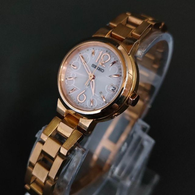 良品【稼働品】SEIKO セイコールキア 1B22-0AK0 ソーラー ゴールド