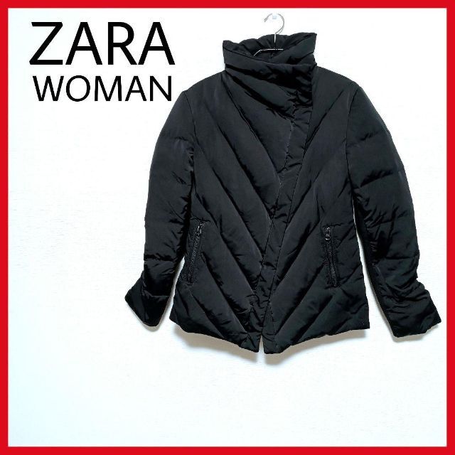 美品　ZARA WOMAN　ダウンジャケット　黒　フェザー　ポケット付　保温　◎