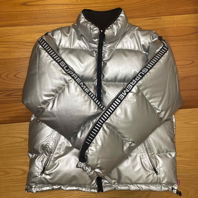 supreme reflective logo puffy jacket