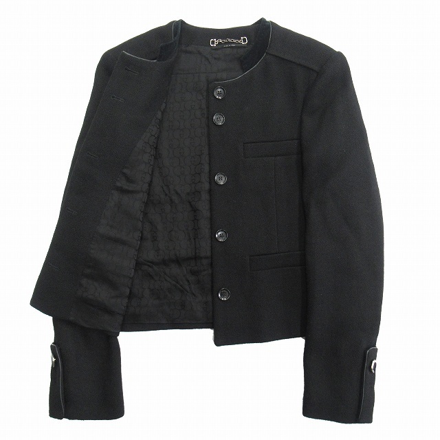 美品 2007年 グッチ GUCCI ウール ノーカラー ジャケット 40△12 超