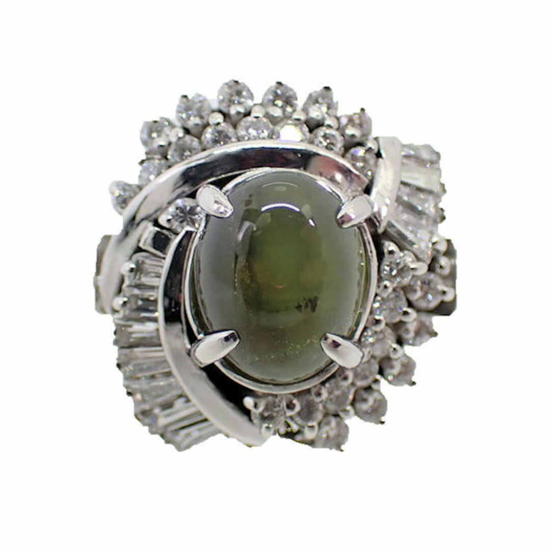 贅沢品 【中古】Pt900 クリソベリルキャッツアイ リング11.5号[g955-21