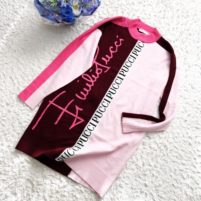 ●日本正規品● EMILIO PUCCI - 美品 エミリオプッチ 2020 ニット ロング セーター ワンピース ピンク ニット/セーター