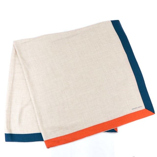 HERMES - 美品 エルメス シルク カシミヤ カレ140 ストール レディース ベージュ 大判 カレジェアン HERMES