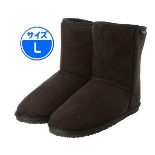 【新品 未使用】ムートンブーツ ミドル丈 ブラック L 黒 22651(レインブーツ/長靴)
