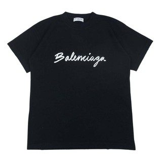 バレンシアガ(Balenciaga)のBALENCIAGA バレンシアガ 22AW 612965 TMVB4 1070 シグネチャー ロゴ プリント 半袖 Tシャツ ブラック系 XXS【美品】【中古】(シャツ)