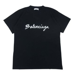 バレンシアガ(Balenciaga)のBALENCIAGA バレンシアガ 22AW 612965 TMVB4 1070 シグネチャー ロゴ プリント 半袖 Tシャツ ブラック系 XXS【美品】【中古】(シャツ)