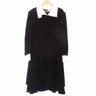 ハナエモリ HANAE MORI 新品9万8千＋税ウエストドレープ濃紺ワンピース