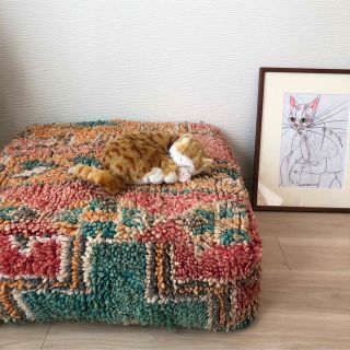 ハートがいっぱい♡ モロッコ プフ クッションカバー ヴィンテージ
