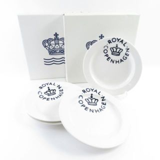 未使用 ROYAL COPENHAGEN ロイヤルコペンハーゲン ニューシグネチャー 中皿 4枚 ネイビー セット 17cmプレート SC5933T