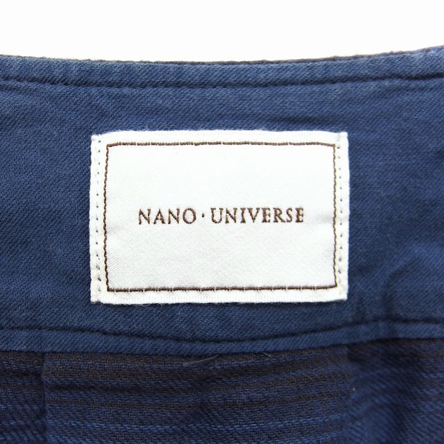 nano・universe(ナノユニバース)のナノユニバース nano universe チェック柄 ノーカラー コート 紺 レディースのジャケット/アウター(その他)の商品写真