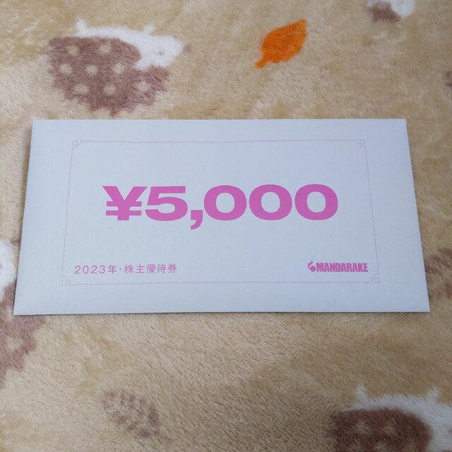 まんだらけ株主優待券5000円分 チケットの優待券/割引券(ショッピング)の商品写真