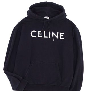 セリーヌ CELINE パーカー フーディー プルオーバー ロゴ コットン トップス メンズ イタリア製 L ブラック