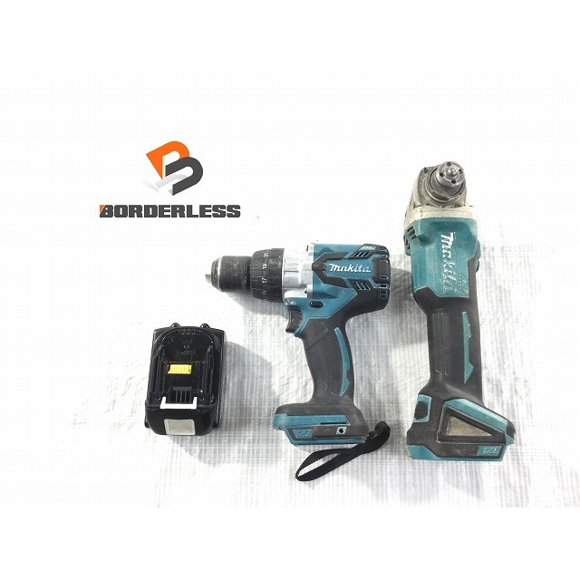 バイク☆品2点セット☆ makita マキタ 18V 充電式ディスクグラインダ GA404DN 充電式ドライバドリル DF481D バッテリー(BL1860B)付き 63507