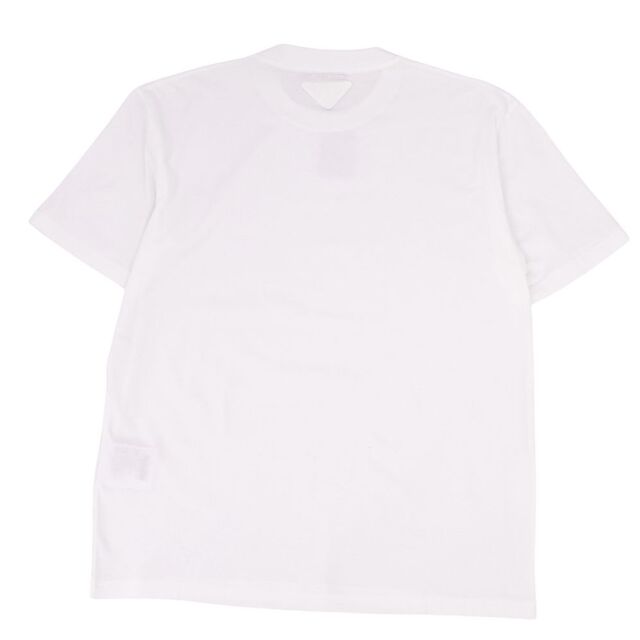 未使用 プラダ PRADA Tシャツ カットソー トライアングル コットン 無地 トップス メンズ L ホワイト